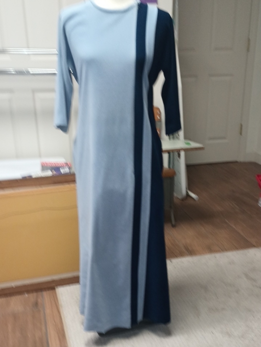 Vanity Fair Two-Tone Blue Stripe Midi Dress